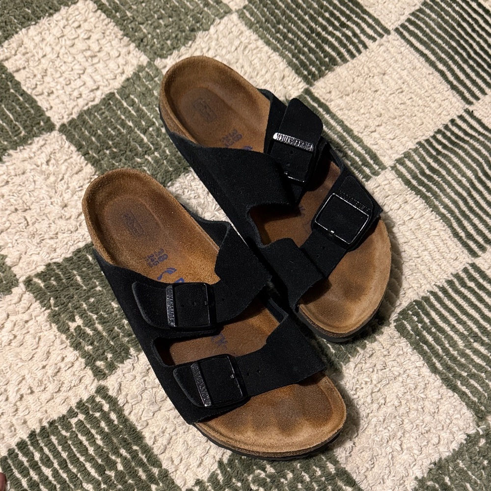 Birkenstock Black Suede Arizona Soft Footbed size 38